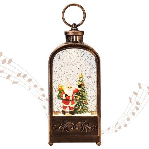 Christmas Musical Snow Globe Lantern - USB & Battery Powered Singing Globe